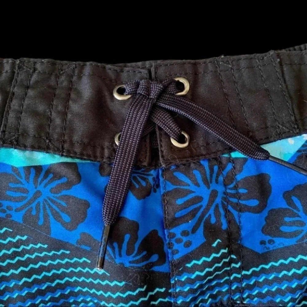 Fun SKECHERS - Blue & Black Floral - Board Shorts/ Swim Trunks - SIZE 16 Boys